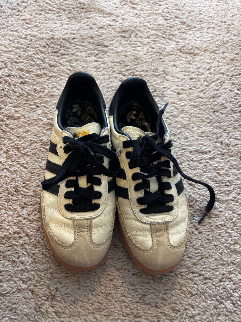 adidas Cream Sneakers with Black Stripes